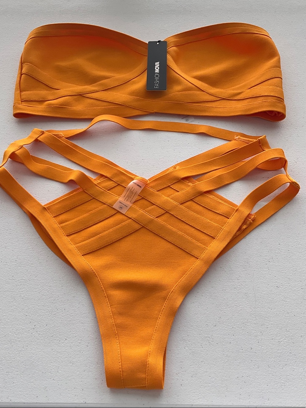 Fashion Nova High-Waist Bandage Bikini Swim Set